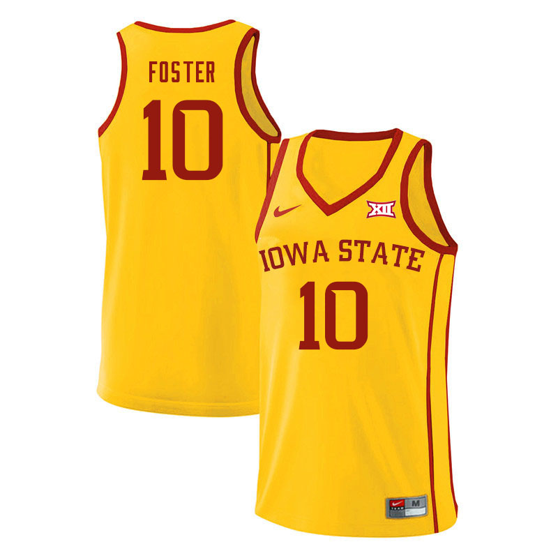 Men #10 Xavier Foster Iowa State Cyclones College Basketball Jerseys Sale-Yellow